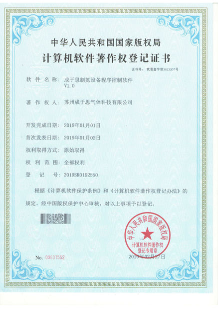 ประเทศจีน Suzhou Cherish Gas Technology Co.,Ltd. รับรอง